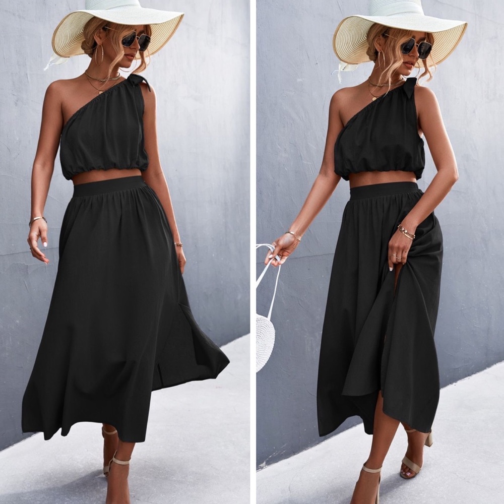 NFS One-Shoulder Sleeveless Cropped Top and Maxi Skirt Set - Picture 2 of 3